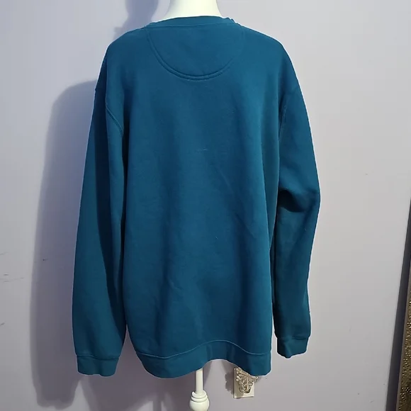Croft & Barrow Teal Blue Crewneck Sweatshirt with Long Sleeves and Relaxed Fit - Picture 2 of 5